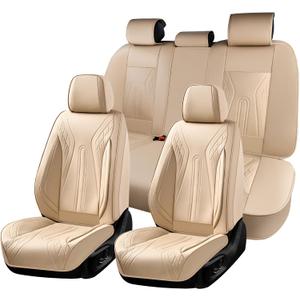 Huidasource Beige Seat Covers Fullset, Universal Fit for Most Car SUV Truck