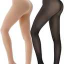 HONGTEYA  Fleece Lined Tights Women - Warm Sheer Pantyhose Fake Translucent Tights Winter Thermal Leggings