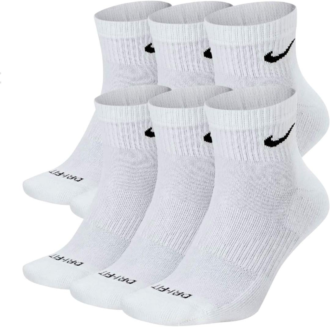 NIKE Plus Cushion Socks (6-Pair) (M (Men's 6-8 / Women's 6-10), Ankle(Quarter) White)