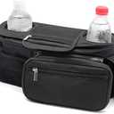 Universal Stroller Organizer with Insulated Cup Holder Detachable Phone Bag and Shoulder Strap, Stroller Bag Caddy Organizer Accessories Fits for Most Strollers, Baby Jogger