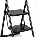 Valeo 2 Step Ladder, Folding Step Stool for Adults, Black