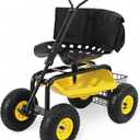 Sekey Garden Cart Rolling Workseat with Backsupport & 360 Swivel Seat, Heavy Duty Garden Scooter with Adjustable Height, Tool Tray, All-Terrain Wheels, 440 lbs Capacity for Seniors & Gardeners, 500LBS