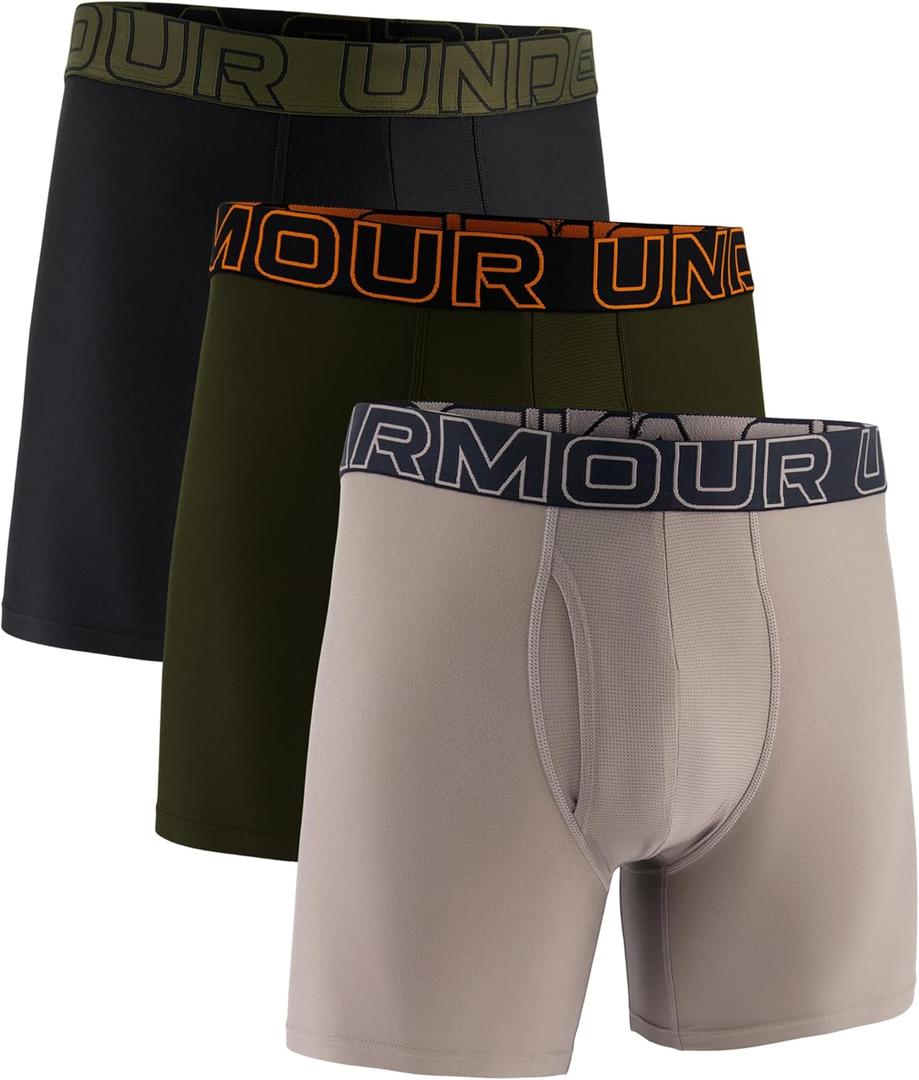 Under Armour mens Multi-pack Performance Tech Boxerjock Brief, 6" Inseam, All-day Comfort & Soft (3X-Large, Taupe Dusk)