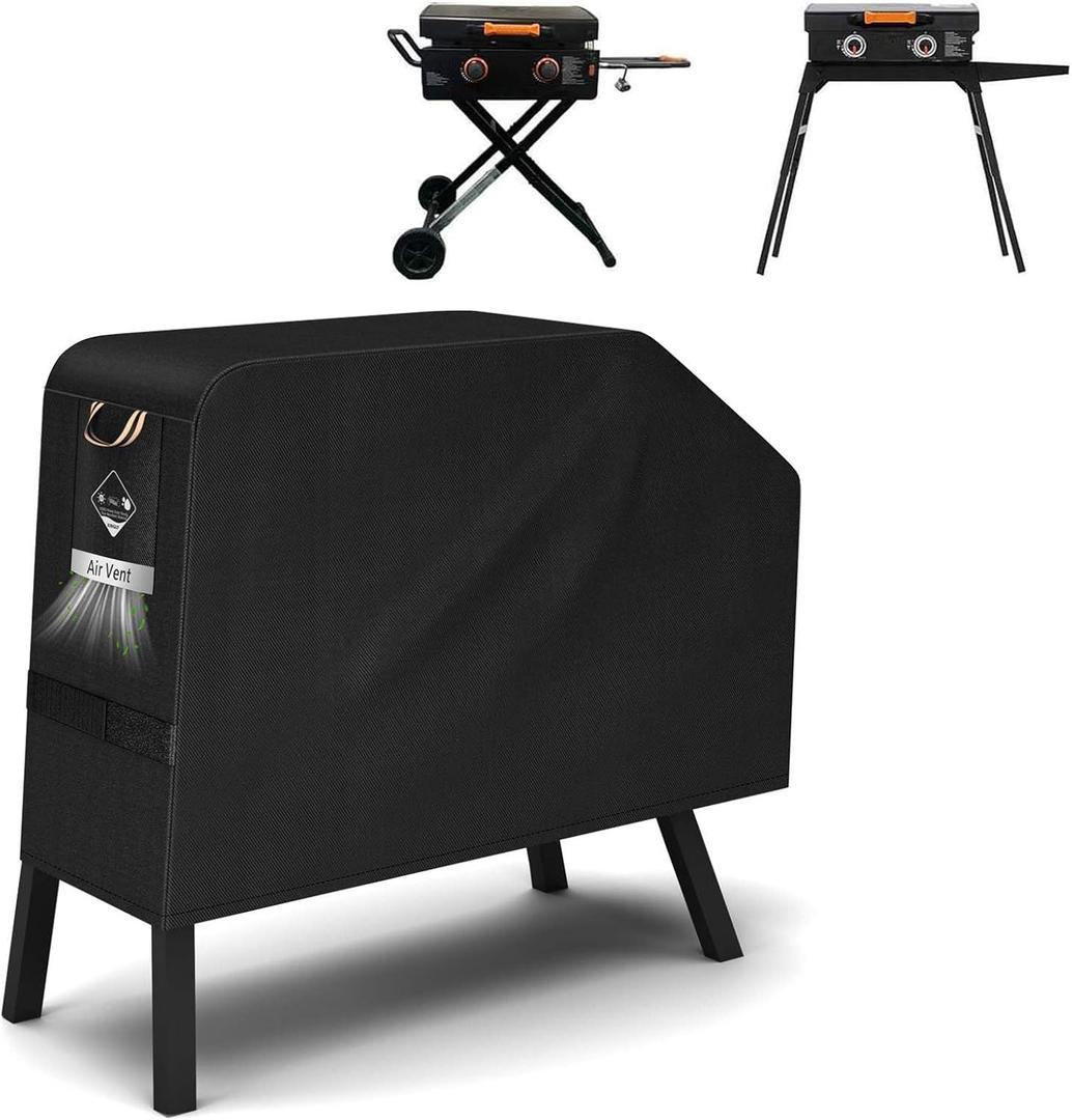 KINGLY Griddle Cover for Blackstone 22/17 Inch Griddle with Hood & Stand, Rip-Proof Heavy Duty, Waterproof UV & Fade Resistant, Velcro Strap & Air Vent