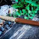 VALKNUT Damascus Pocket Knife, Handmade Hand Forged VG-10 Steel Folding Knives with Leather Sheath, 3-3/4 Inch Blade Pocket Knife for Outdoor Camping and Hunting (Sandalwood Handle)