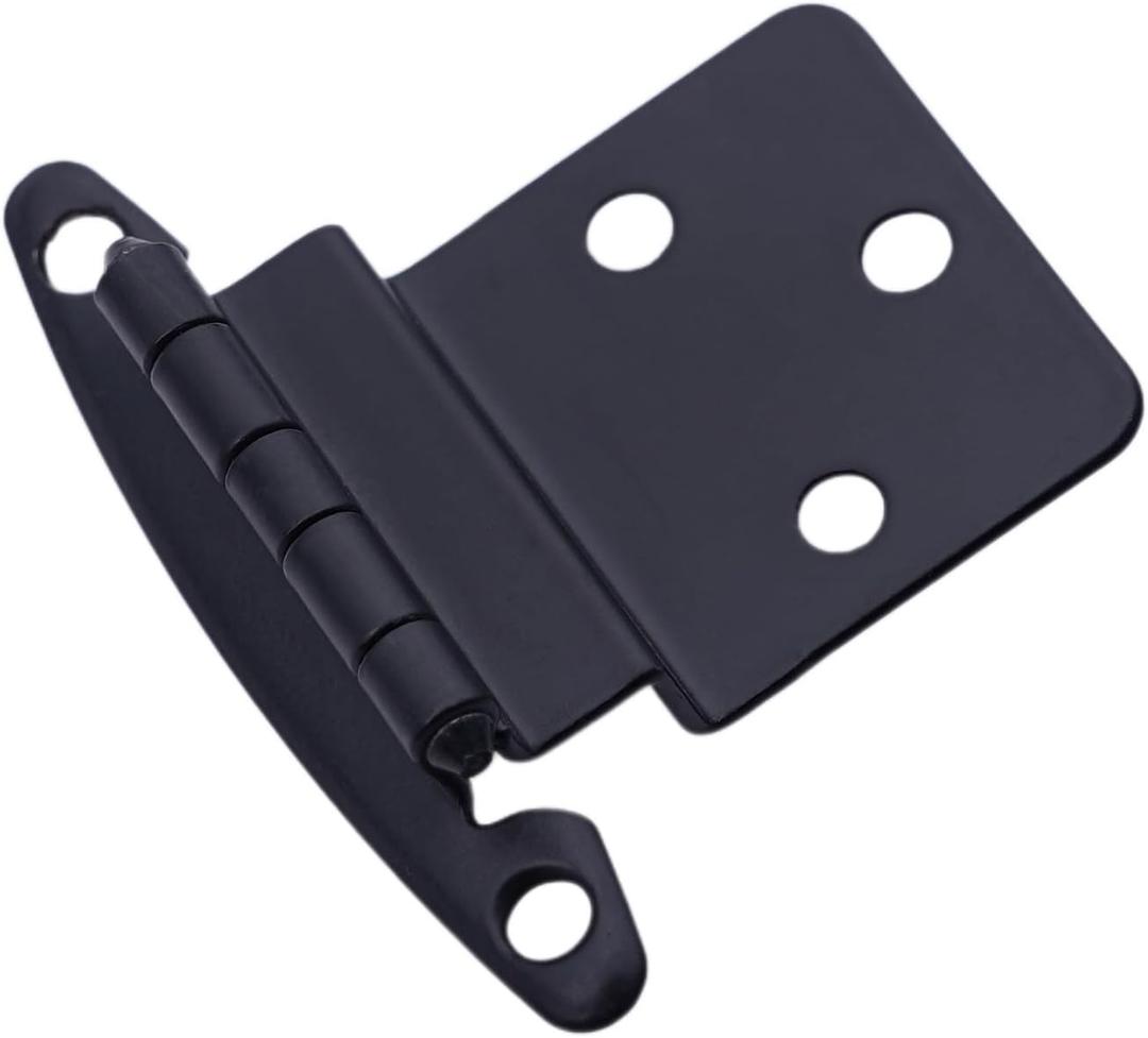Decobasics Free Swinging 3/8" Inset Cabinet Hinges Black (50 Pack /25 Pair) for Kitchen Cabinet Doors -Come with Upgraded Matching Screw & Quiet Soft Close Bumper