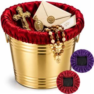 Zhehao 1 Pcs Large Offering Pot for Church Offering Pot with Removable Liner Prayer Ritual Bowl Tithes and Donations Smudge Basket for Church Communion Supplies (Novel)