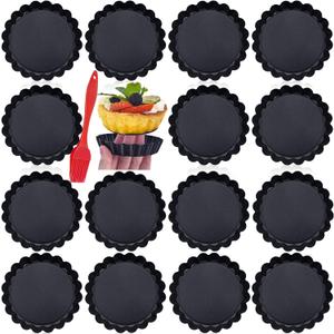 DATANYA 16 Pack Mini Tart Pans 4 Inch with Removable Bottom Round Nonstick Quiche Pan, Heavy Duty Fluted Side Tart Molds for Pies, Mousse Cakes, Dessert Baking
