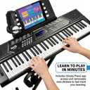 RockJam 61 Key Keyboard Piano Stand With Pitch Bend Kit, Piano Bench, Headphones, Simply Piano App & Keynote Stickers, Full-size