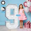 4FT Marquee Light Up Numbers - Cool White Light Up Numbers 9 with Fixed Water Bag, Party Decoration Large Marquee Light Up Numbers can Be Used for Wedding Decoration, Birthday Party Decoration