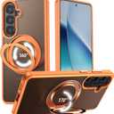 VUM Galaxy S26 Case 6.3", MagSafe Supported, Full Camera Protection, Built-in Magnetic Ring, 360 Rotatable Magnetic Stand, Military Grade Shockproof, Semi-Transparent Matte, Orange