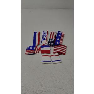 Liliful 4 Sets Patriotic American Flag Sports Headband and Wristband Set 4th of July Head Wraps Striped Sweatband Memorial Day USA Sports Accessories for Basketball Football Running Gym Exercise