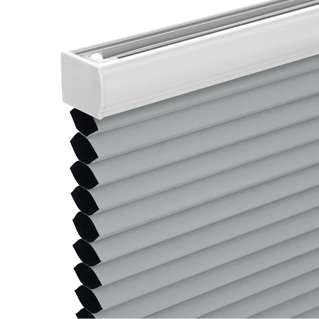 Changshade Cordless Cellular Shades,Blackout Honeycomb Shades for Windows,Pull Down Pleated Blinds,Easy to Install for Indoor Windows and French Doors,Grey(Blackout),46" w x 64" h