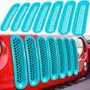 7PCS Front Grill Mesh Inserts for Jeep Wrangler JK JKU Unlimited 2007 2008 2009 2010 2011 2012 2013 2014 2015 2016 2017 2018 Grille Guard Cover Trim Clip-in Exterior Accessories (Matte Light Blue)