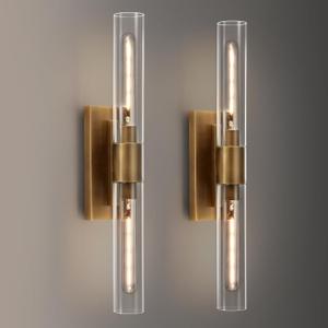 24.8" L Minimalist Style Wall Sconces Set of 2, Brass Wall Lights Fixtures Morden Cylinder Wall Light for Bathroom Vanity Light Indoor Wall Mounted Lamps for Living Room,Bedroom,Hallway