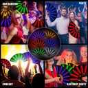 Roowest 6 Pcs Rave Light up Folding Fan for Line Dancing with Battery LED Large Handheld 6 Colors Glowing Fan for Party Gift Performance Show Birthday Night Club (Black,Neon)