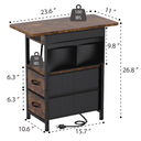 Small Side Table with Charging Station, Narrow Nightstand Bedside Tables with Storage Pocket for Living Room Bedroom, Sofa End Table with USB Ports and Power Outlets for Small Spaces