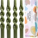 Olive Spiral Taper Candle Tapered Candlesticks,Twisted Taper Candles for Table Decor Housewarming Gift Idea-10inch,4pcs(Olive Green-B)