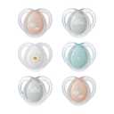 Tommee Tippee Night Time Pacifier, 0-6 Months, Symmetrical Silicone Baglet, BPA-Free Binkies, Glow in The Dark Technology, Pink Pastels, Pack of 6