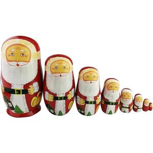 Winterworm 8pcs Cutie Lovely Santa Claus Nesting Dolls Matryoshka Madness Russian Doll Popular Handmade Kids Girl Christmas Gifts Toy