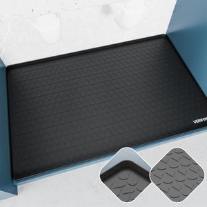 Under Sink Mat, 34" x 22" Under Kitchen Sink Mat for Bottom of Kitchen Sink, Silicone Under Sink Tray for Kitchen Waterproof, 36 inch Standard Cabinet Protector Mat and, Black 34x22