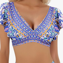 Boho Bathing for Women V Neck Ruffle Trim Beach Vacation  Summer Casual Lightweight Travel Swimsuit L