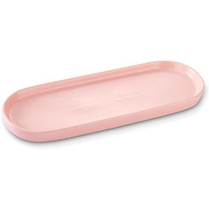 Ceramic Sink Tray, Bathroom Counter Tray, Bathtub Tray, Cosmetics Dish, Candle Tray, Perfume Shampoo Liquid Soap Tray Simple Style Design Suit for Bathroom and Kitchen (Pink)
