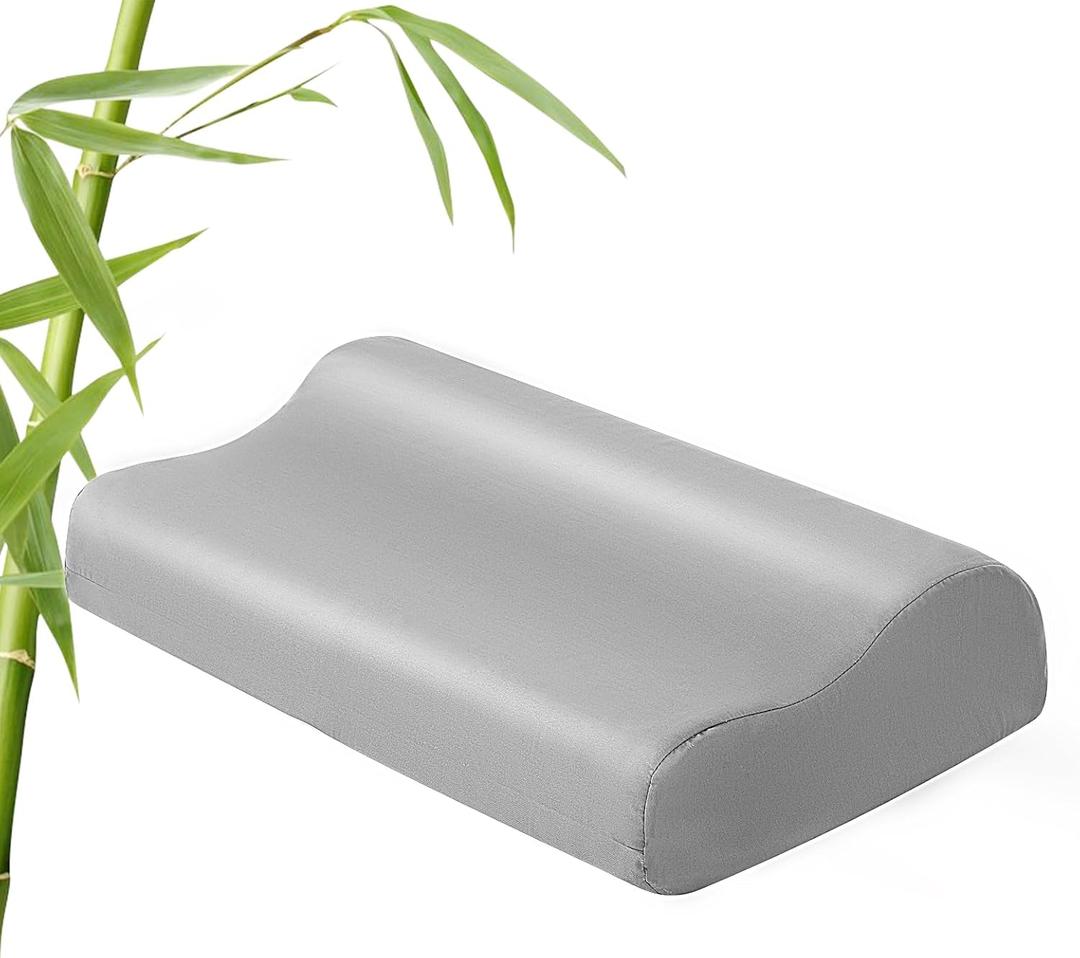 Cooling Pillowcase for Contour Pillow- Rayon Derived from Bamboo Contour Cervical Neck Pillow Case Cover- Breathable Silky Soft Pillowcase for Hot Sleepers,24 x14 x5/3.7 Inches 1 Piece Light Grey