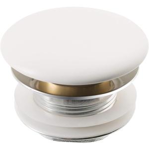 KRAUS PU-20GWH Gloss White Pop-Up Drain with Porcelain Ceramic Top for Bathroom Sink without Overflow