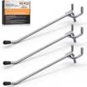 INCLY 50 Pack 6 Inch Pegboard Hooks, 1/4" Heavy Duty Peg Board Hooks Accessories with Rubber Tipped, Peg Board Tool Hangers Fit 1/4" Pegboard for Hanging Tools Garage, Craft Room, Kitchen, Store