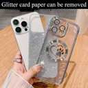 3 x Weonmov Compatible for iPhone 16 Pro Case Glitter Clear Paw Love Heart Compatible with MagSafe, Camera Lens Protection Soft Slim Thin Magnetic Bling Phone Case - Silver