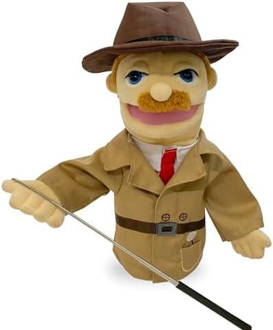 okegztoa 16"Puppet Entriloquist Puppet,Hand Puppets for Kids Plush Detective Puppets for Adults with Removable Mouth Puppets for Kids Ages 4-8，Hand Puppets for Adults with Scalable Puppet Control Rod