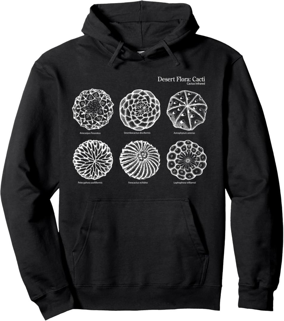 Desert Cacti Lophophora williamsii peyote Cactus Infrared Pullover Hoodie, Size L