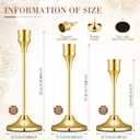 Glooglitter 60 Set(120 Pcs) Gold Candle Holders with LED Flameless Taper Candles Bulk Include Metal Taper Candlestick Holder Battery Operated Flickering Candle with 2 Timer for Christmas Wedding Gift