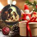 Nativity Christmas Ornament, 3.5 Inch Ceramic, Christian Gift, Christmas Tree Decor