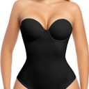 Slimers Strapless Shapewear Seamless Bodysuit - Tummy Control Sculpt Body Shaper : Removable Straps Butt Lifting Shapewear (Large, Black)