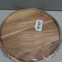 Round Wood Tray, Acacia Wooden Decorative Serving Tray for Coffee Table and Home Decor, Wooden Appetizer Charcuterie Board for Kitchen Countertop (11.8 inch)