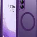 CANSHN Designed for Samsung Galaxy S22 Case [Full Camera Protection] [Compatible with MagSafe] Translucent Matte Shockproof Protective Phone Cover 6.1 Inch - Deep Purple