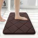 OLANLY Memory Foam Bath Mat 24x16, Ultra Soft and Absorbent Bathroom Rugs, Machine Washable, Comfortable Bath Carpet for Bathroom Floor, Tub and Shower, Brown