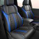 Custom Seat Covers for Tacoma 4th Gen 2024 2025 2026 Double Cab SR5/TRD Sport/TRD Off-Road/SR Full Set with Console Covers, Waterproof Leather Back and Front Seat Protectors Black Blue