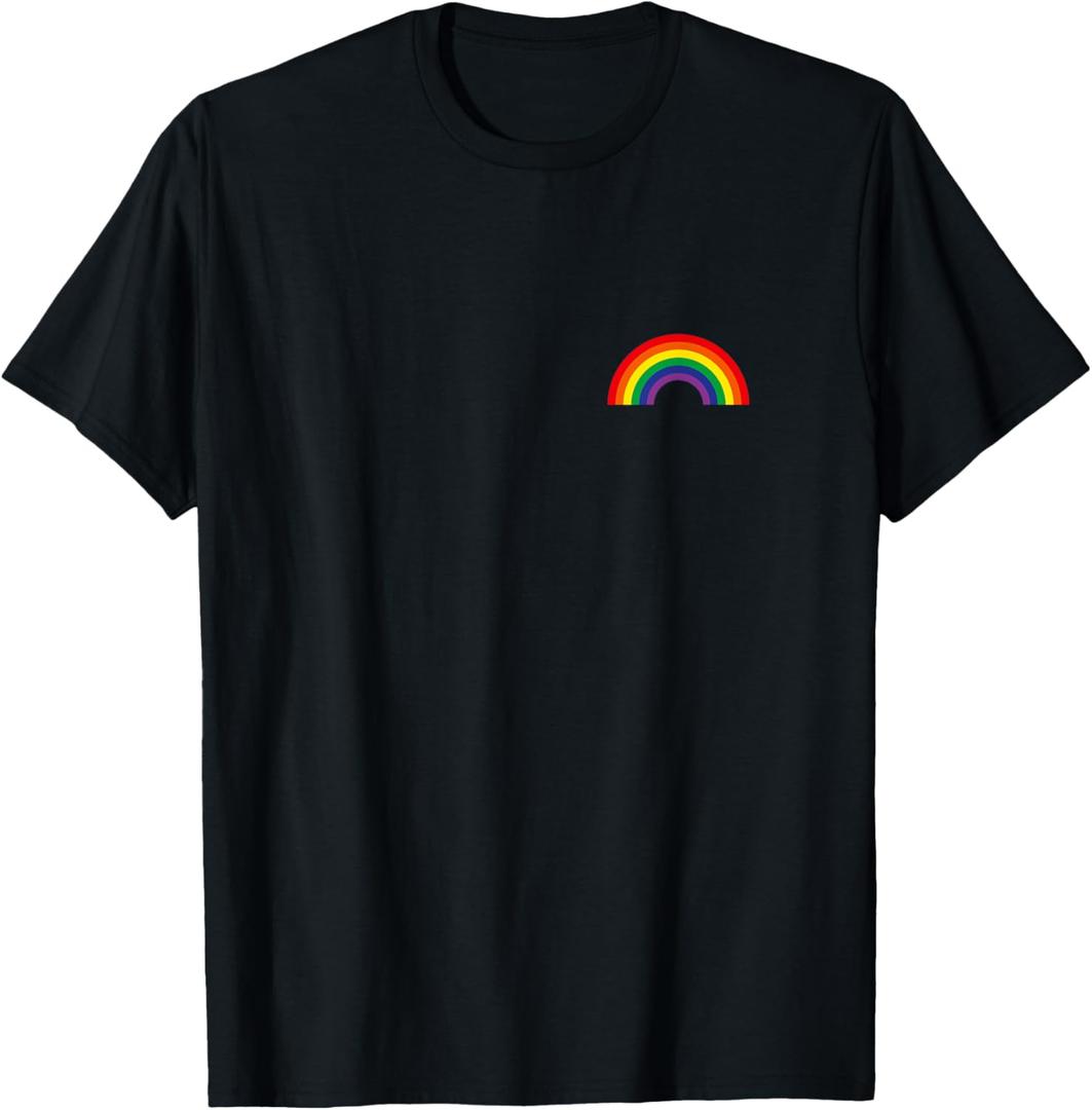 Gay Pride Stuff Rainbow Pocket LGBT Pride Parade T-Shirt (Small, Black)