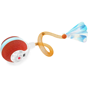 Interactive Cat Toys for Indoor Cats,The 3rd Generation Agile Moving Cat Ball with Elastic Mesh Tail,Automatic Kitten Toys for Bored Indoor Adult Cats,Motion Activated (Orange)