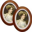 2 Pack Brown Oval Picture Frames 8 by 10 Oval Photo Frames, 8x10 Wall Mounting for Home Decor, Photo Gallery