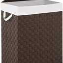 YOUDENOVA Handwoven Laundry Basket Hamper with Removable Liner Bag and Lid, Collapsible Clothes Hamper with Handle, Brown