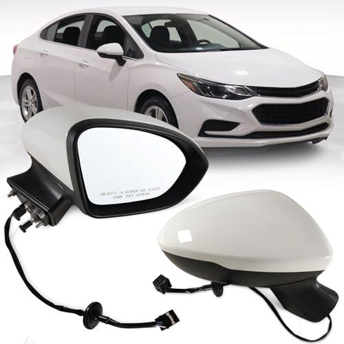 Lqito Right passenger side Mirror Fits 2016-2019 Chevy Cruze Sedan/Hatchback with Power Glass Without Heated without turn signals without Blind Spot, Match Summit White Replace GM1321541(3Pins)