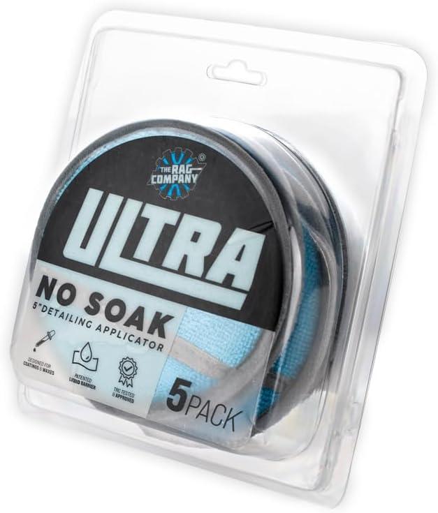 The Rag Company - Ultra No Soak Round Detailing Applicator - 70/30 Pearl Weave Microfiber for Applying Coatings, Dressings, Waxes, Sealants to Glass, Paint, Rubber, Leather, Plastic - 5 inch (5 Pack)