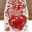 Artoid Mode Love Red Pink Heart Valentine's Table Runner, Anniversary Wedding Kitchen Dining Table Decoration for Home Party Decor 13 x 90 Inch
