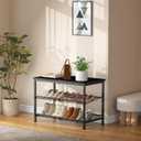Shoe Rack for Entryway, 3-Tier Metal Shoe Rack with Storage Shelves and Spacious Top, Adjustable, It can accommodate 10-12 Pairs of Shoes,Black