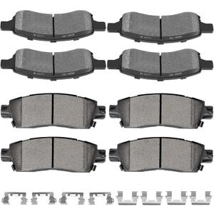 Ceramic Pads Kits,SCITOO 8pcs Brakes Pads Set fit for Buick Enclave,Rainier,for Chevy SSR,Trailblazer EXT,Traverse,for GMC Acadia,Envoy,Envoy XL,for Isuzu Ascender,9-7x,07-10 for Saturn Outlook