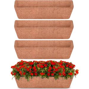 Halatool 4 Pack 24 Inch Window Box Liners, Pre-Formed Coco Fiber Replacement Liner, Natural Coconut Coir Planter Liners for Wall, Hanging Basket, Flower Pot, Fence and Railing